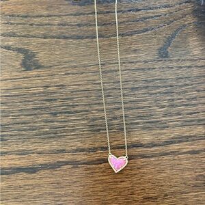 Kendra Scott Gold Necklace with Pink Heart Pendant